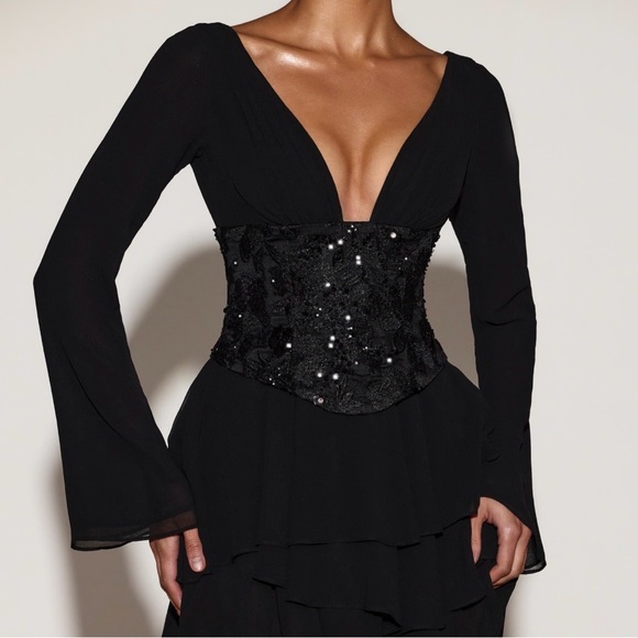 NWT Oh Polly “Reinara” Black Embellished Corset Mini Dress - Picture 2 of 12